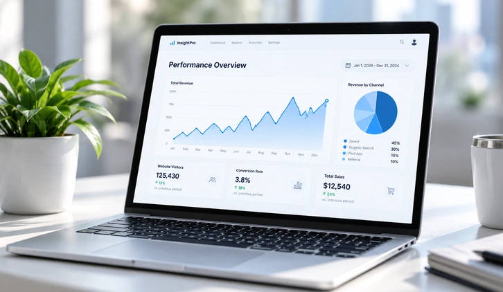 Business website on a laptop