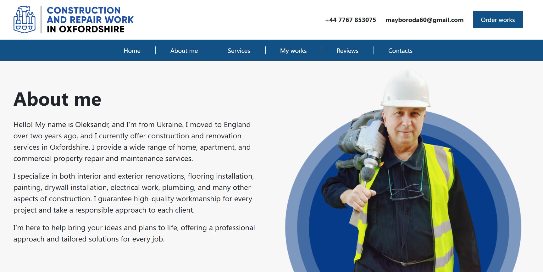 Construction and Repair Work small-business website project