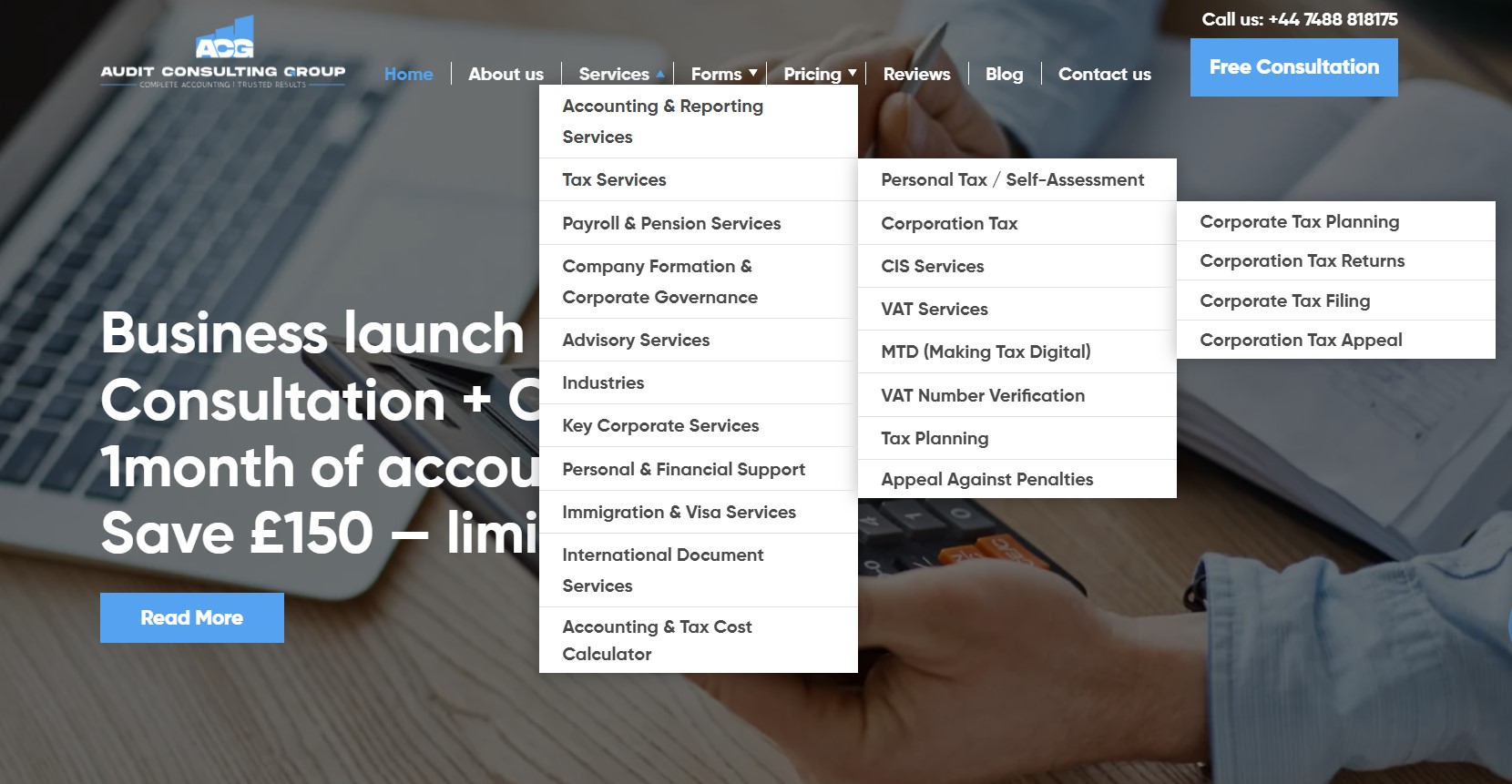 Audit Consulting Group WordPress service and content architecture