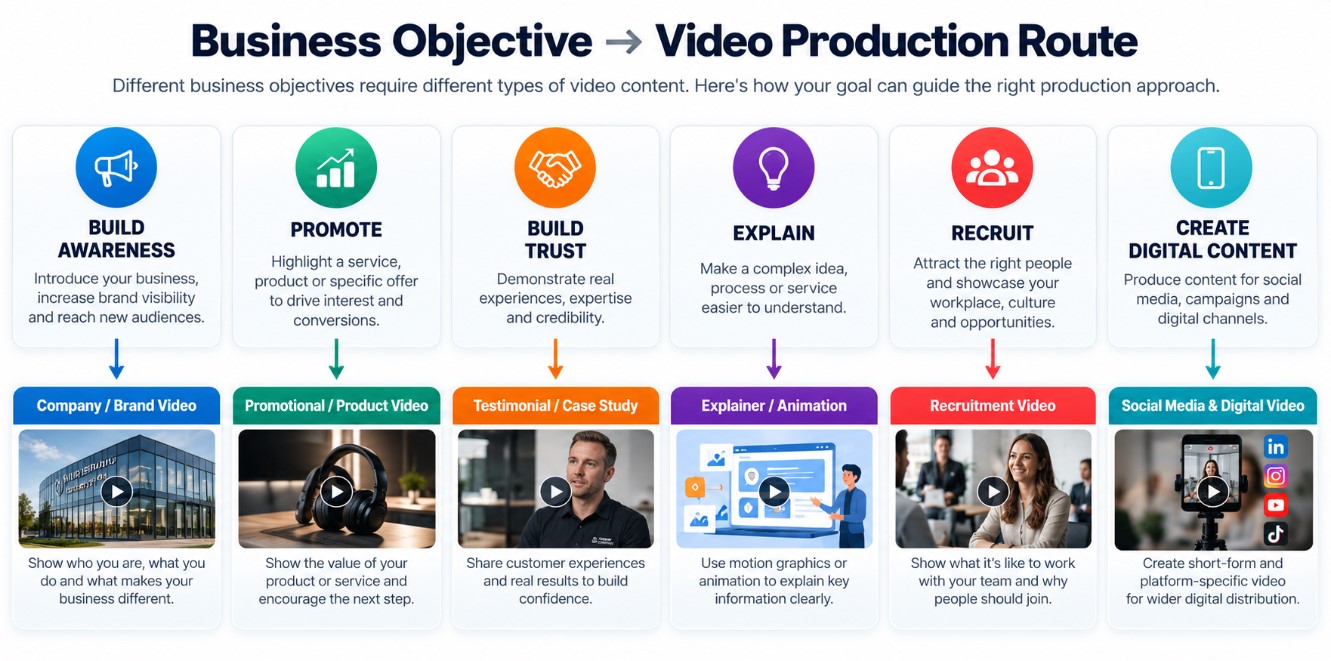 Choosing a type of video production based on business objectives