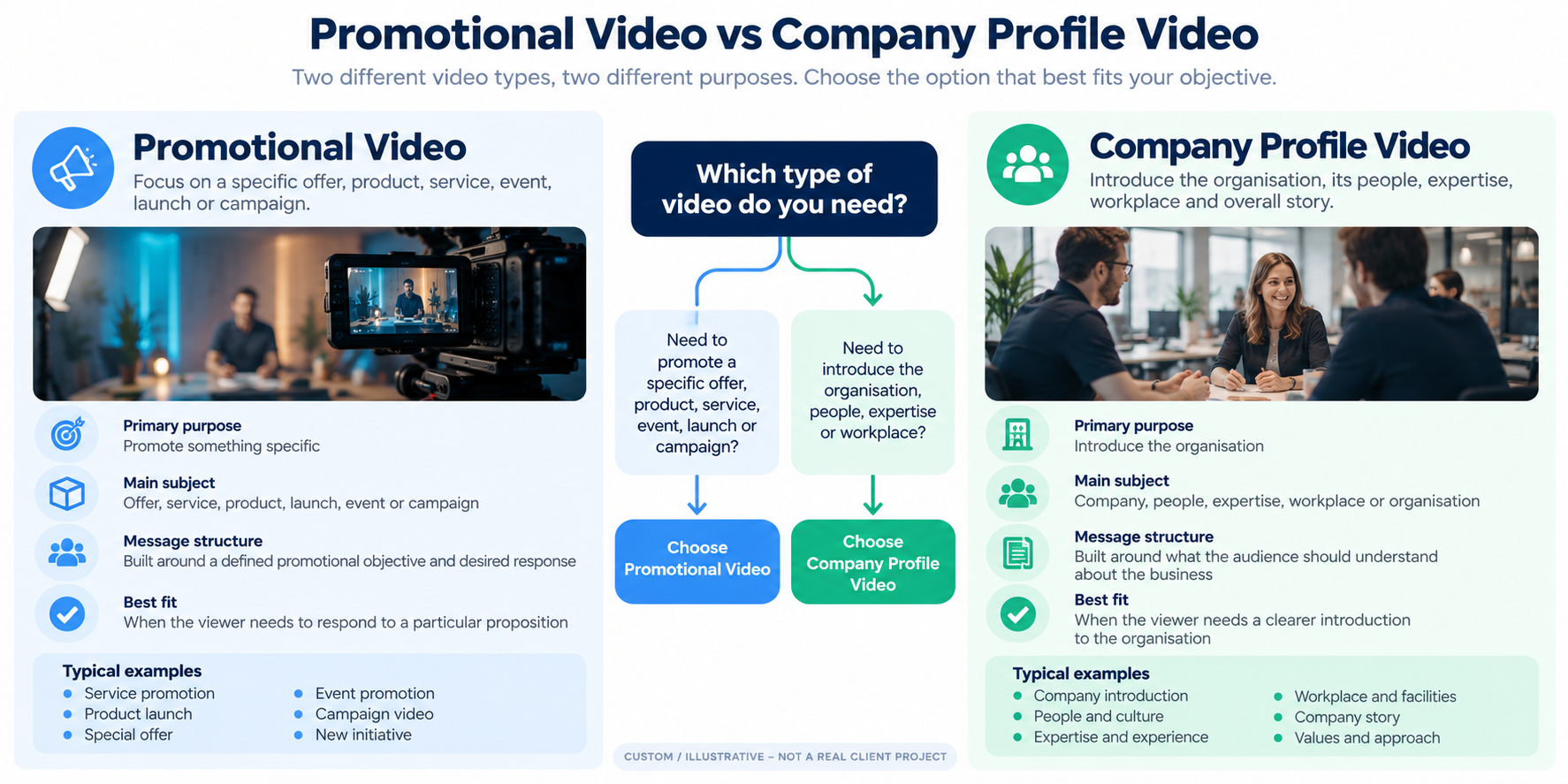 Comparison between promotional video and company profile video production